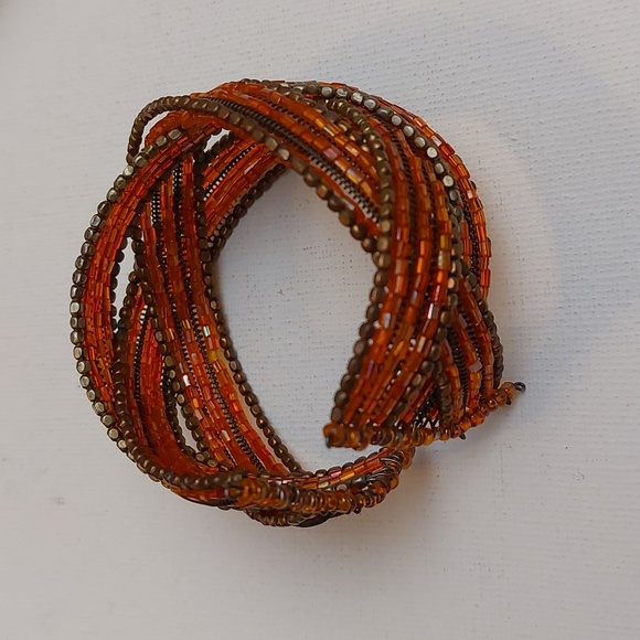 Multicolor Braided Beaded Wires Wraparound Cuff Bracelet - Picture 3 of 5